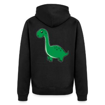 Kleiner Süßer Dino Für Tierliebhaber - Unisex Premium Bio Zip Hoodie - Schwarz - Hinten - Nico (187cm)