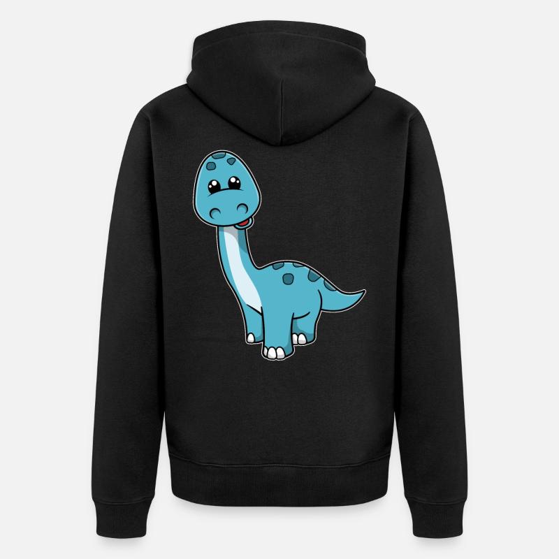 Netter Kleiner Lächelnder Dinosaurier - Unisex Premium Bio Zip Hoodie - Schwarz