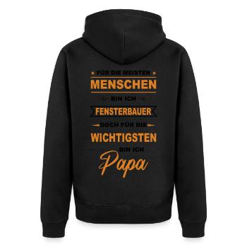 Fensterbauer Glaser Handwerker Monteur Papa Vater - Unisex Premium Bio Zip Hoodie - Schwarz - Hinten - Nico (187cm)