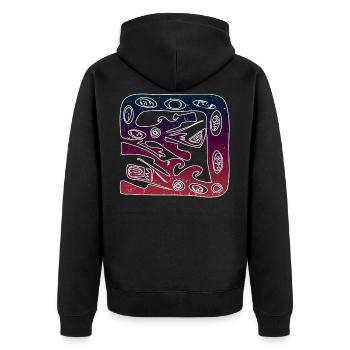 Double Dragon Aboriginal Austrialien Down Under - Unisex Premium Bio Zip Hoodie - Schwarz - Hinten - Nico (187cm)