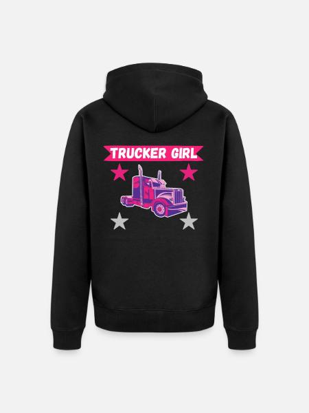 LKW Fahrerin Truckerin LKW Frau Girl Trucker Girl - Premium økologisk unisex-hættejakke - sort