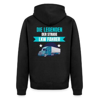 LKW Fahrer Brummi Trucker stolz lustig Geschenk - Unisex Premium Bio Zip Hoodie - Schwarz - Hinten - Nico (187cm)