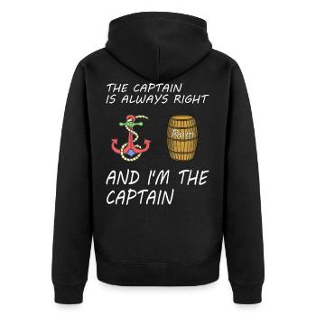 The captain is always right and I am the captain - Unisex Premium Organic Zip Hoodie - black - Back - Nico (187cm)