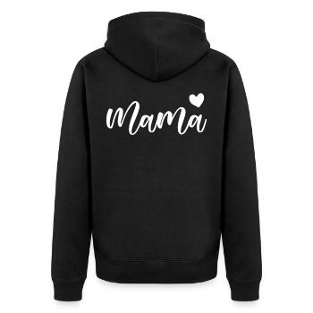 Mama Kalligrafie mit Herz Mutter - Unisex Premium Bio Zip Hoodie - Schwarz - Hinten - Nico (187cm)