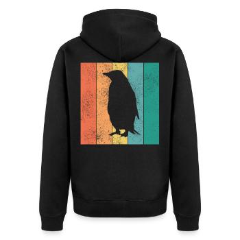 Penguin Penguins Animal Ice South Pole Retro Gift - Unisex Premium Organic Zip Hoodie - black - Back - Nico (187cm)