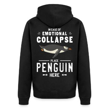 Place Penguin Here Zoo Antarctica Penguin Lover - Unisex Premium Organic Zip Hoodie - black - Back - Nico (187cm)