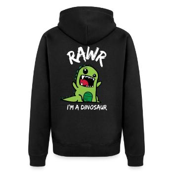 Rawr ich bin ein Dinosaurier Süßer Dino für Kinder - Unisex Premium Bio Zip Hoodie - Schwarz - Hinten - Nico (187cm)