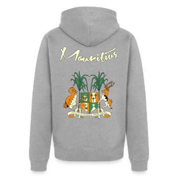 Mauritius - Unisex Premium Bio Zip Hoodie - Grau meliert - Hinten - Nico (187cm)