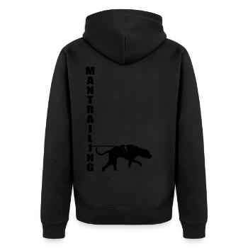 MANTRAILING Black - Unisex Premium Bio Zip Hoodie - Schwarz - Hinten - Nico (187cm)
