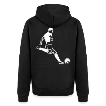 Fussball spieler Silhouette Fussballer - Unisex Premium Bio Zip Hoodie - Schwarz - Hinten - Nico (187cm)