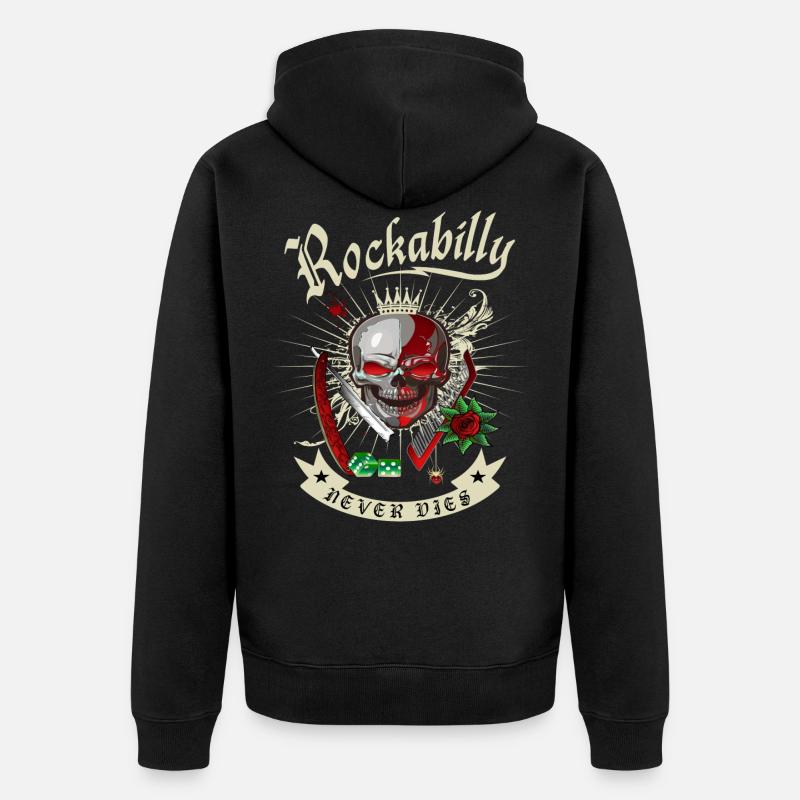 Rockabilly Skull - Veste à capuche bio Premium Unisexe - noir