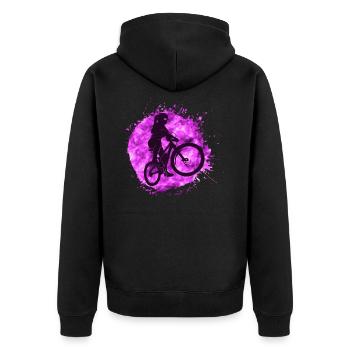 Cooles Mountainbike Mädchen pink MTB Fahrrad - Unisex Premium Bio Zip Hoodie - Schwarz - Hinten - Nico (187cm)