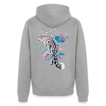 Léopard des neiges - Veste à capuche bio Premium Unisexe - gris chiné - Dos - Nico (187cm)