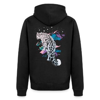 Snow Leopard - Unisex Premium Organic Zip Hoodie - black - Back - Nico (187cm)