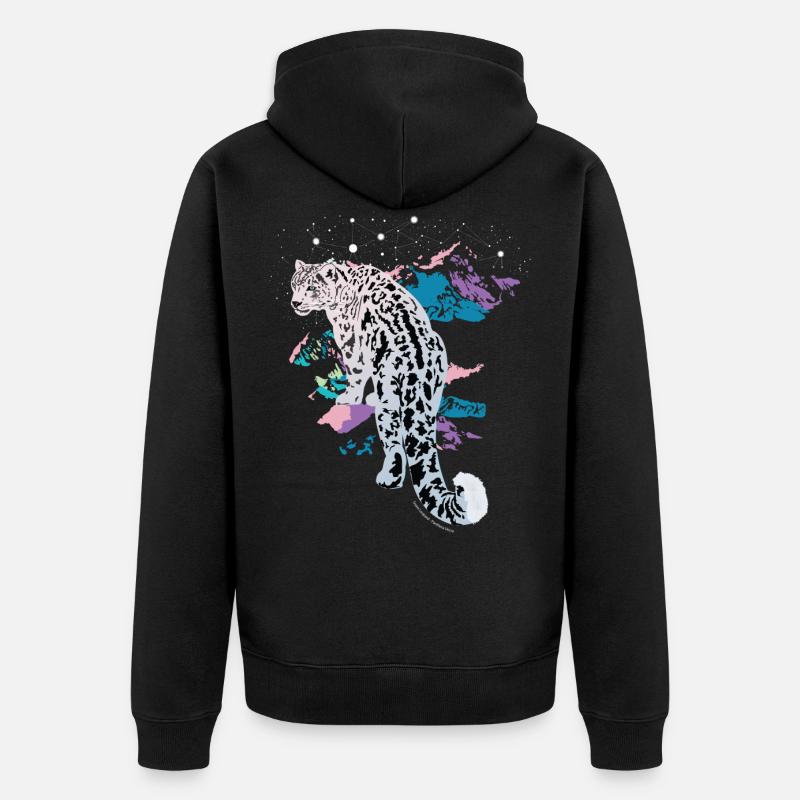 Léopard des neiges - Veste à capuche bio Premium Unisexe - noir