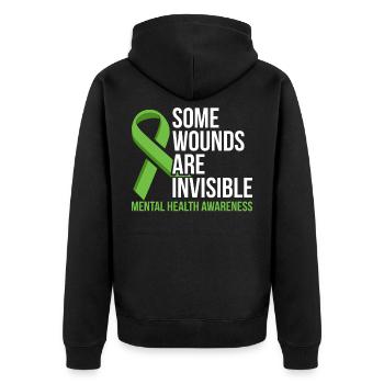 Some Wounds Are Invisible Mental Health - Unisex Premium Organic Zip Hoodie - black - Back - Nico (187cm)