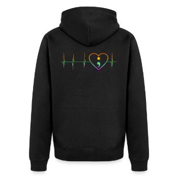 Show your support Mental Health - Unisex Premium Organic Zip Hoodie - black - Back - Nico (187cm)