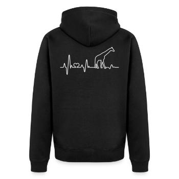 Giraffe Herzschlag EKG Tier Afrika Puls Safari - Unisex Premium Bio Zip Hoodie - Schwarz - Hinten - Nico (187cm)