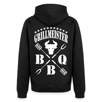 Grillmeister - Unisex Premium Bio Zip Hoodie - Schwarz - Hinten - Nico (187cm)