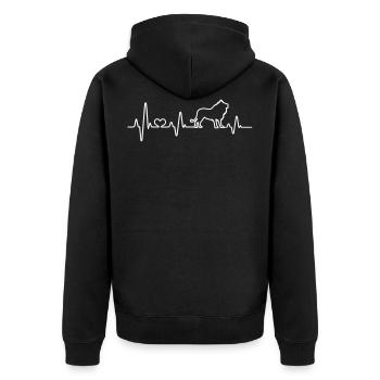 Löwe Herzschlag EKG Herz Löwen Afrika Puls Safari - Unisex Premium Bio Zip Hoodie - Schwarz - Hinten - Nico (187cm)