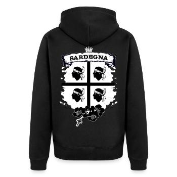 Sardinien - Unisex Premium Bio Zip Hoodie - Schwarz - Hinten - Nico (187cm)