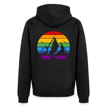 Find a Rainbow Day Mountain Birds - Unisex Premium Organic Zip Hoodie - black - Back - Nico (187cm)