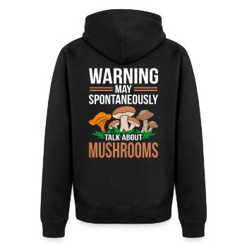 May Spontanéely Talk Mushrooms Day Fun Pun - Veste à capuche bio Premium Unisexe - noir - Dos - Nico (187cm)