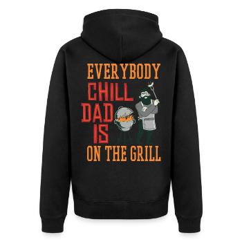Grilling Grill Apron Father Gift Barbecue Season - Unisex Premium Organic Zip Hoodie - black - Back - Nico (187cm)