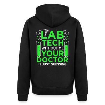 Labortechniker Ohne Mich Ratet Doktor Labor Pun - Unisex Premium Bio Zip Hoodie - Schwarz - Hinten - Nico (187cm)
