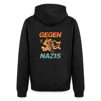 Contre les Nazis - FCK NZS - Contre la droite - Vintage - Veste à capuche bio Premium Unisexe - noir - Dos - Nico (187cm)