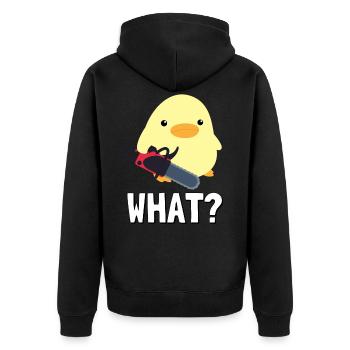Qu’est-ce qu’il Canard avec tronçonneuse Meme Küken Idée cadeau - Veste à capuche bio Premium Unisexe - noir - Dos - Nico (187cm)