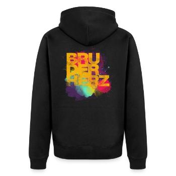 Bruderherz Bester Bruder der Welt Geschenkidee - Unisex Premium Bio Zip Hoodie - Schwarz - Hinten - Nico (187cm)
