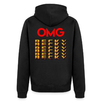 OMG OMG - Unisex Premium Organic Zip Hoodie - black - Back - Nico (187cm)