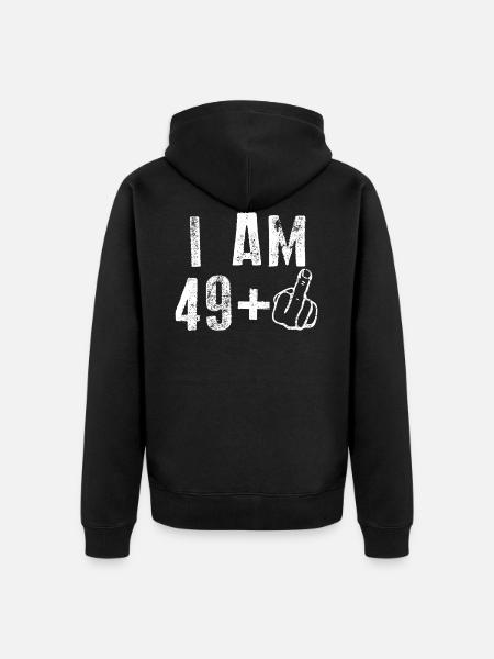 50th Birthday I AM 49+ - Unisex Premium Organic Zip Hoodie - black