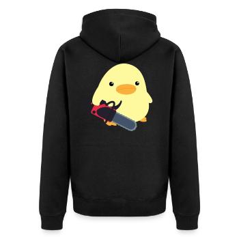 Duck with chainsaw meme chick gift idea chicken - Unisex Premium Organic Zip Hoodie - black - Back - Nico (187cm)