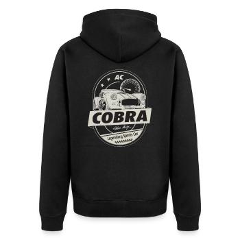 AC Cobra - Sportscar - Emblem Geschenk - Unisex Premium Bio Zip Hoodie - Schwarz - Hinten - Nico (187cm)