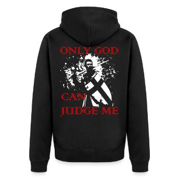 2reborn Kreuzritter Templer Crossknight knight - Unisex Premium Bio Zip Hoodie - Schwarz - Hinten - Nico (187cm)