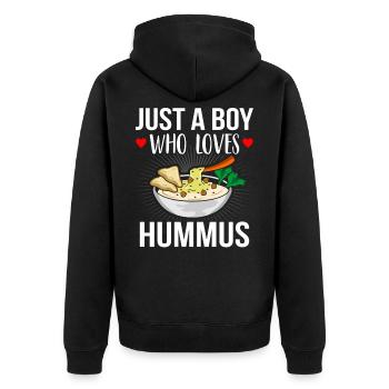 Just A Boy, The Hummus Funny Hummus Word Game - Unisex Premium Organic Zip Hoodie - black - Back - Nico (187cm)
