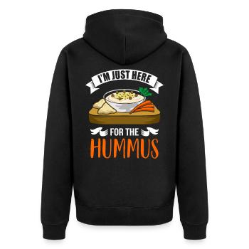 I'm Just Here For The Hummus Funny Hummus - Unisex Premium Organic Zip Hoodie - black - Back - Nico (187cm)