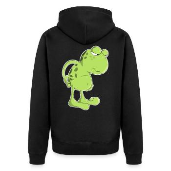 Grenouille crapaud paresseux dessin animé amphibien matin - Veste à capuche bio Premium Unisexe - noir - Dos - Nico (187cm)