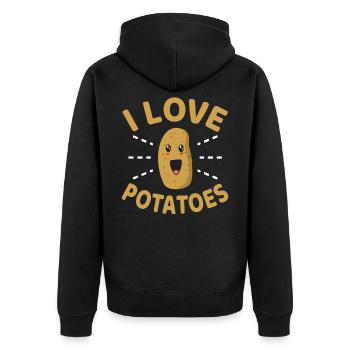I Love Potatoes Funny Gardener Fun Carriage - Unisex Premium Organic Zip Hoodie - black - Back - Nico (187cm)