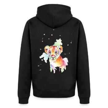 Colorful watercolor lion cub - Unisex Premium Organic Zip Hoodie - black - Back - Nico (187cm)