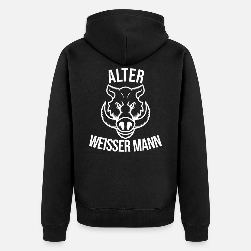 Alter weisser Mann - Unisex Premium Bio Zip Hoodie - Schwarz
