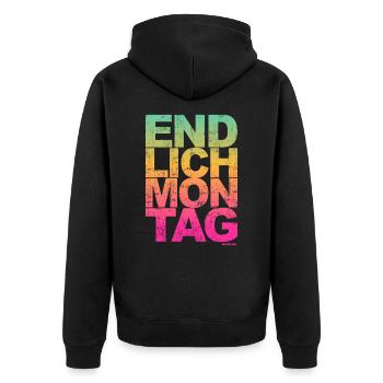 Endlich Montag - Lustige Sprüche Arbeiten Job - Unisex Premium Bio Zip Hoodie - Schwarz - Hinten - Nico (187cm)