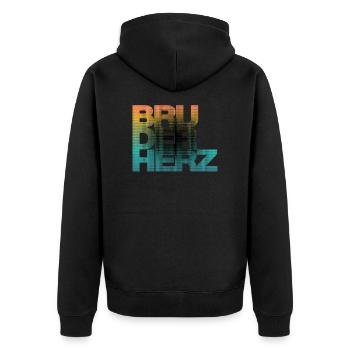 Bruderherz Bester Bruder der Welt Geschenkidee - Unisex Premium Bio Zip Hoodie - Schwarz - Hinten - Nico (187cm)