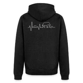Herzschlag Elefant Elefanten EKG Afrika Fan Safari - Unisex Premium Bio Zip Hoodie - Schwarz - Hinten - Nico (187cm)