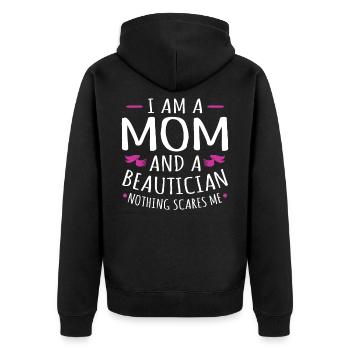 Mama & Kosmetikerin Nichts Erschreckt Mich Spaß - Unisex Premium Bio Zip Hoodie - Schwarz - Hinten - Nico (187cm)