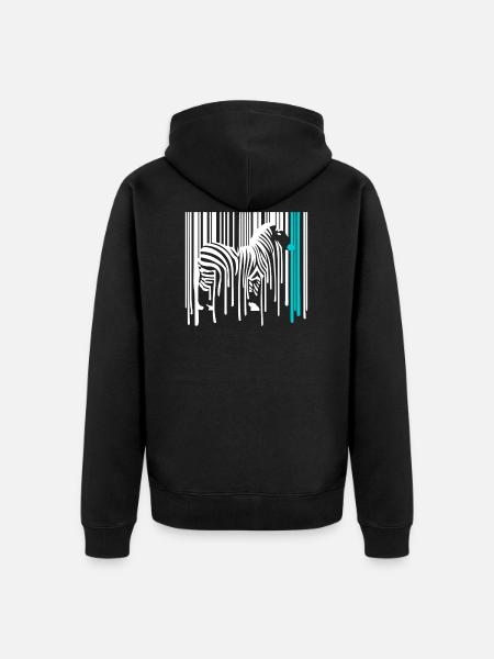 DRIPPY ZEBRA Barcode Graffiti Street Art - Unisex Premium Bio Zip Hoodie - Schwarz