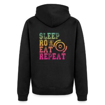 For rowers: SLEEP, ROW, EAT, REPEAT - Unisex Premium Organic Zip Hoodie - black - Back - Nico (187cm)