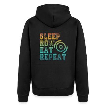 For rowers: SLEEP, ROW, EAT, REPEAT - Unisex Premium Organic Zip Hoodie - black - Back - Nico (187cm)